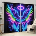 thumbnail image 2 of WNOOHIY Colorful Neon Light Effect Wings Light-filtering Curtains for Living Room Bedroom Home Decoration, Set of 2 Panels, 2 of 7