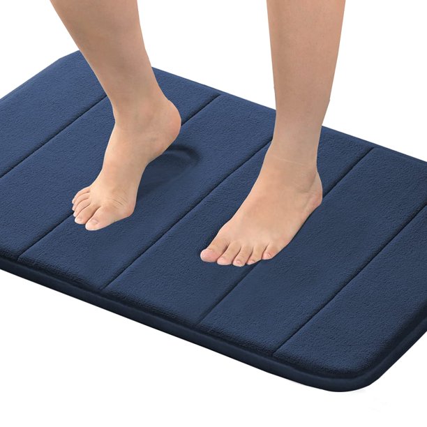 Alfombra viscoelástica para baño Flamingo P, color azul marino, 60 x 43 cm