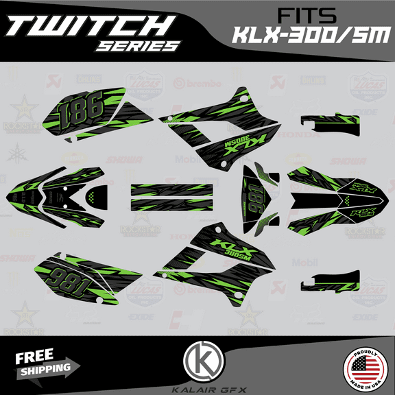 Kalair GFX Graphics Kit for Kawasaki KLX300SM (2021 ) Twitch Series