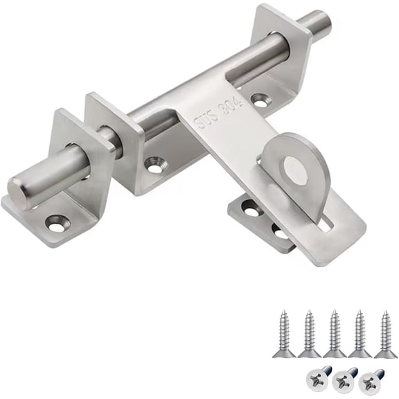 6in Slide Bolt Gate Latch 304 Stainless Steel Barn Door Lock Heavy Duty Barrel Bolt Latch Thickened Padlock Latch Safety Outdoor Lock Double Sided