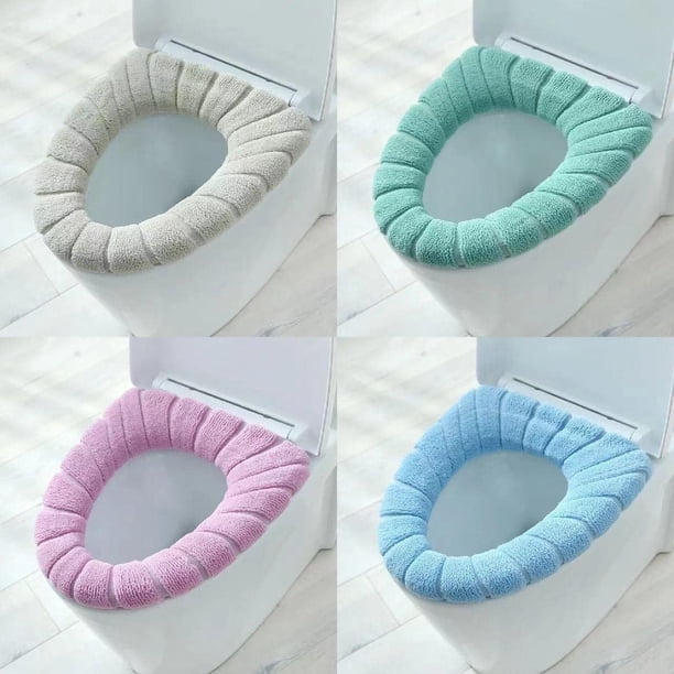 Cojín para asiento de inodoro, 4 piezas, almohadillas suaves para la cubierta del asiento del inodoro, cálidas y gruesas, acolchadas, alfombrilla para el asiento del inodoro, asientos estánd
