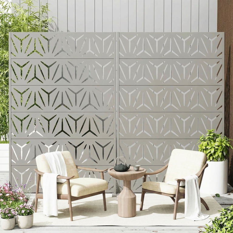 MAYEERTY 6-Panel Rectangular Gray Galvanized Steel Outdoor Privacy ...