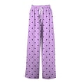 thumbnail image 4 of Endives Women's Wide Leg Pants Heart Print Casual Loose Baggy Pants With Pockets Lounge Pants, 4 of 6