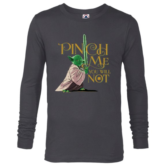 Star Wars Yoda Pinch Me You Will Not - Long Sleeve T-Shirt for Men - Customized-Charcoal Heather