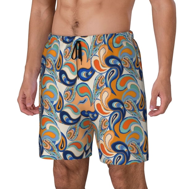 Balery Fashionable Paisley Bañador para hombre, shorts de playa de secado rápido con entrepierna y forro de compresión-X-Large