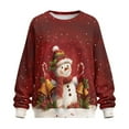 thumbnail image 4 of SCRAWLGOD Christmas Snowman Bell Cane Holly Print Red Womens Sweatshirts Polyester Crewneck Tops Long Sleeve Loose Fit Lightweight Fall Winter Drop Shoulder Casual Pullover with Pockets, S, 4 of 7