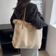 thumbnail image 3 of Women Large Tassels Polyester Knit Shoulder Bag Beach Top-handle Bag Tote, 3 of 7