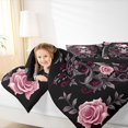 thumbnail image 3 of Homewish Gothic Sugar Skull Twin Comforter Sets,Pink Red Damask Flowers Bedding Set,Halloween Duvet,Black Reversible,2pcs,1 Comforter and 1 Pillowcase, 3 of 7