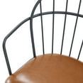 thumbnail image 5 of Industrial Brown PU Upholstered Dining Chairs with Arched Back and Matte Black Iron Base, Set of 2, 5 of 12