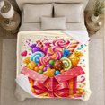 thumbnail image 5 of Overflowing Present Box Candy Design Detailed Visual Pattern Cheerful Graphic Style Art Lovers Expressive Room Motif Warm Flannel Blanket, Housewarming Gift for Bedroom and Living Room Home Decor, 5 of 9