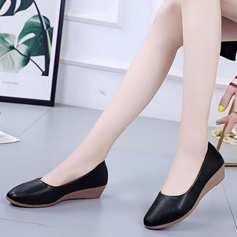 clearance dress shoes womens Summer Saving Clearance! Tuobarr Women's Fashion Pointed Toe Shoes Solid Color Casual Comfortable Wedges Shoes Black US Size 6 Suitable for outdoor walking Women's Clearance Shoes | Naturalizer