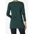 thumbnail image 2 of TheMogan Women's V-Neck Long Sleeve Top Basic Stretch Cotton Relaxed Slim Fit T-Shirt Hunter Green XL, 2 of 7