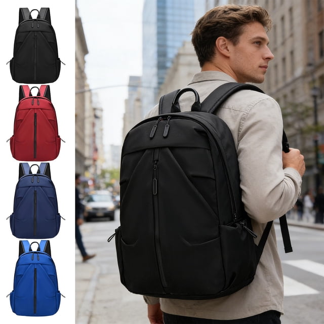 Mochila de nylon para desplazamientos de gran capacidad 17,7" – Mochila de viaje resistente al agua con múltiples compartimentos, correas reforzadas, mono casual unisex negro/rojo/azul