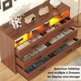 thumbnail image 3 of Winkalon 6 Drawers Dresser With Light ,Modern Storage Tower Dressers Chests With 2 Open Cubby,Large Organizer for Bedroom,Walnut, 3 of 8