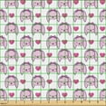 thumbnail image 2 of Ambesonne Rabbit Fabric by the Yard Upholstery, Sleeping Bunny Faces Hearts, 1 Yard, Pale Fuchsia and Soft Pink, 2 of 5