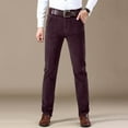 thumbnail image 2 of Dresfit Men's Corduroy Pants Elastic Waist Big and Tall Chinos Pants Pleated Front Formal Dress Pants Slim Fit Stretch Solid Color Stretch Suit Pants (no belt) Wine 38, 2 of 7