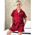 thumbnail image 3 of Arshiner Girls Pajamas Silk Satin Pajama Set 2 Piece Button Down Pjs Ruffle Sleepwear, 3 of 6