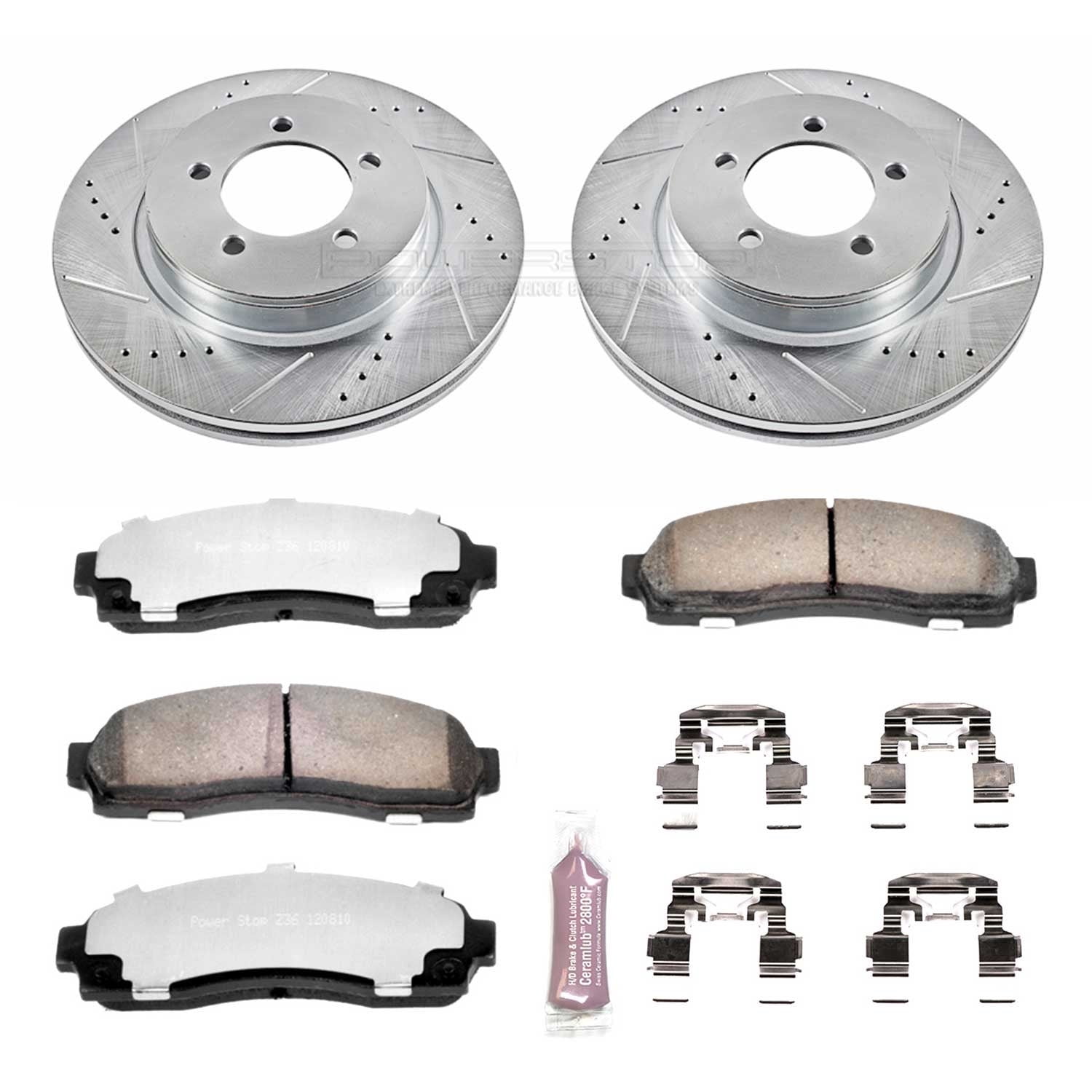 PowerStop Front Z36 Truck & Tow Carbon-Fiber Ceramic Brake Pad and Drilled and Slotted Rotor Kit Fits: FORD MERCURY Select Models K1931-36
