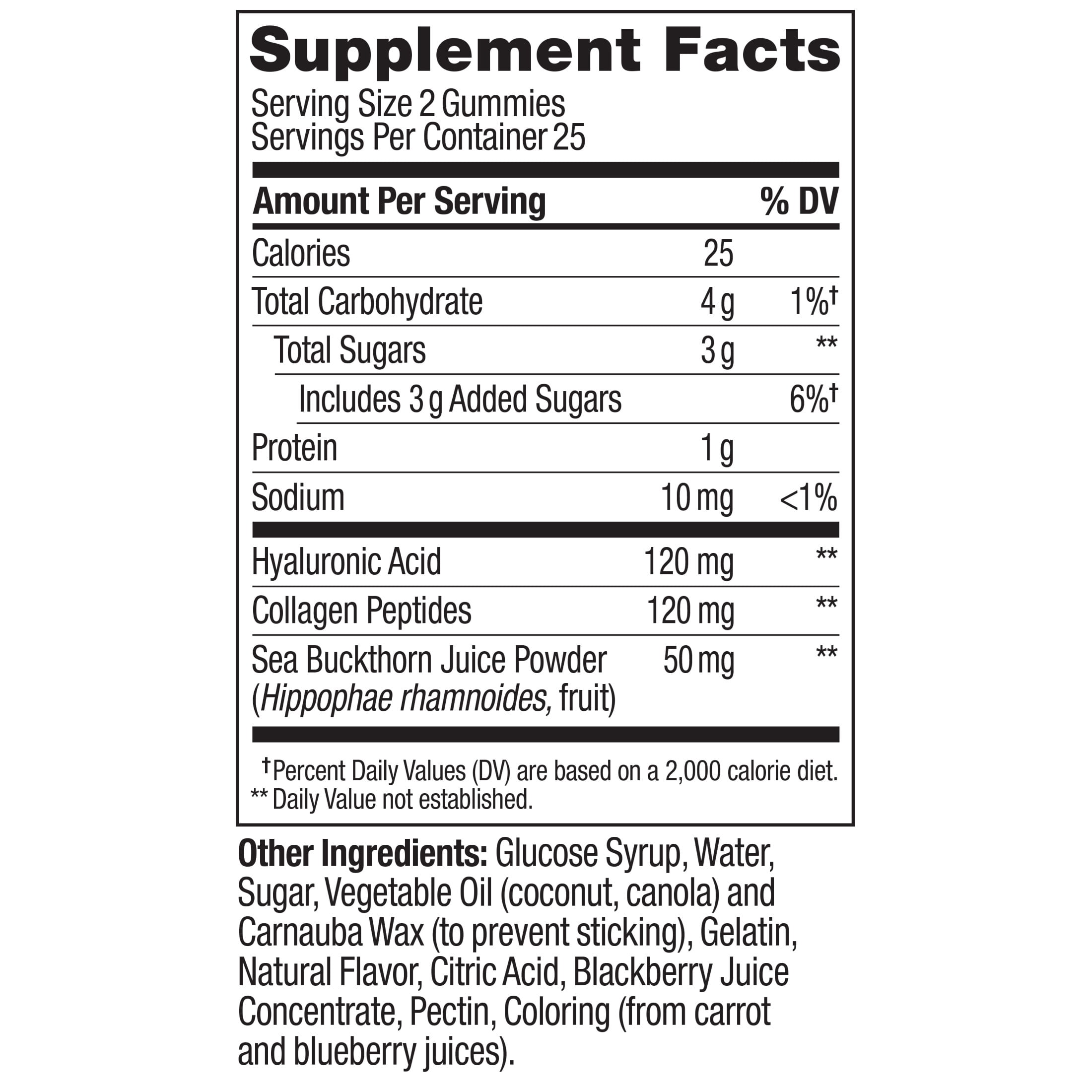 OLLY Glowing Skin Gummies, Hyaluronic Acid, Collagen Peptides, Sea Buckthorn, Plump Berry Flavor, 50 Count