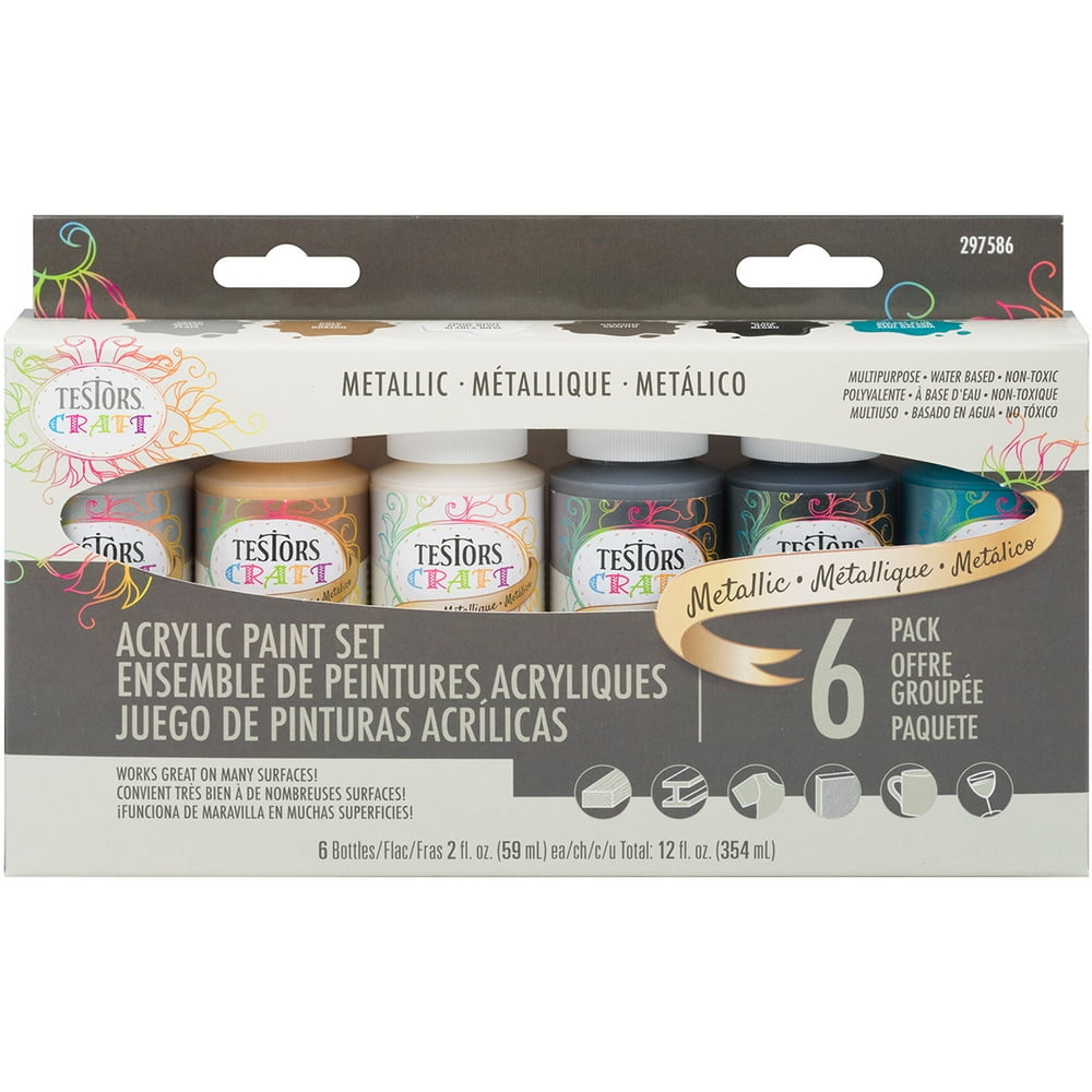 Testors Craft Acrylic Paint Set 6/PkgMetallic Jewels