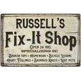 thumbnail image 1 of RUSSELL'S Fix-It Shop Sign Grandpa Dad Wall Decor Gift 8x12 Metal 108120006085, 1 of 1