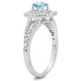 thumbnail image 2 of Dazzlingrock Collection 14K Blue Topaz And White Diamond Split Shank Engagement Halo Bridal Ring, White Gold, Size 8.5, 2 of 4