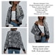thumbnail image 5 of Abrigo De Suéter A Rayas Cuello Redondo De Un Solo Pecho Frente Abierto Bloque De Color Prendas De Vestir De Punto Sueltas Y Cálidas Para Mujer Negro M, 5 of 6