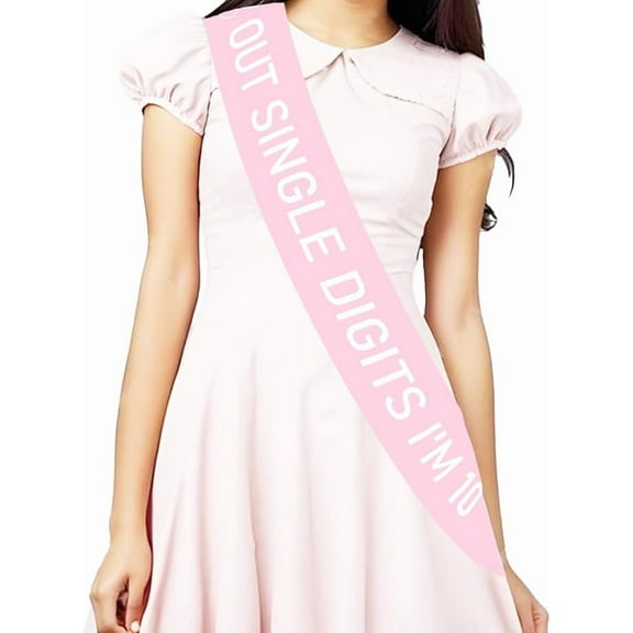 Pink Peace Out Single Digits I'm 10 Sash, 10th Birthday Decorations for Boys, Double Digits Tenth Birthday Party Supplies