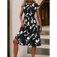 thumbnail image 5 of Cuteduck Womens Summer Belted Waist Dress Geometric Print Cap Sleeve Fashion Pleated Skirt S-XL, 5 of 6