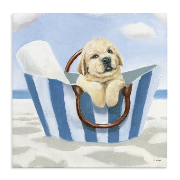 Stupell Industries Tropical Puppy at Beach Landscape Canvas Art, 17 x 17, by James Wiens