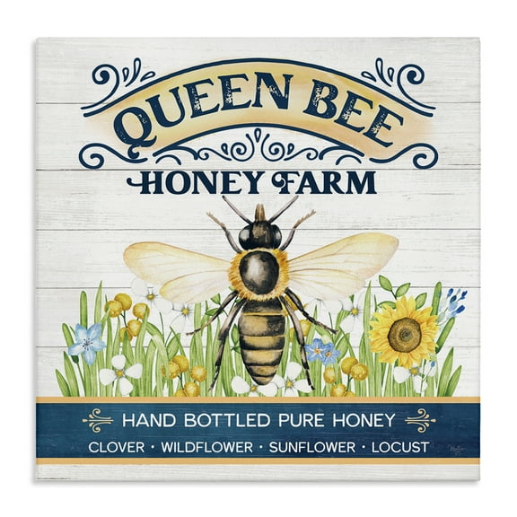 Stupell Industries Queen Bee Honey Farm Animals & Insects Painting Gallery Wrapped Canvas Art Print Wall Art, 17 x 17