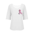 thumbnail image 5 of HLKJKLS Winter Clothing For Women V Neck Awareness Printed Mid Sleeve Shirt Polyester Casual Elastic Breast Cancer White S-3Xl, 5 of 5