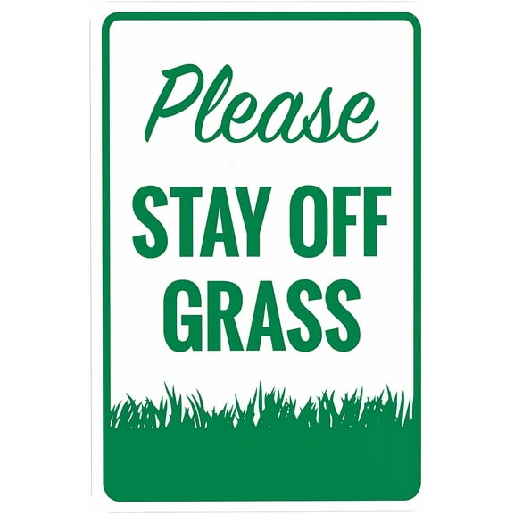 Vertical Please Stay Off Grass Warning Sign - 8"x12", Security Metal Decor for Business, Office, Road, Street, Home, Yard, Garden