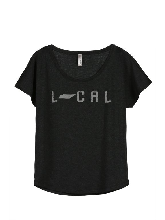 Local Tennessee State Women's Relaxed Slouchy Dolman T-Shirt Tee Heather Black 2X-Large
