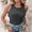 Dark Grey, variant on CHICME Tank Tops for Women Solid Color O-Neck Sleeveless Elastic Slim Fit Basic Vest Casual Womens Top(Without Pads) White-L