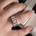thumbnail image 4 of Gem Stone King Men's 10K Yellow Gold and 925 Sterling Silver 2 Tone Lab Grown Diamond and Red Created Ruby Ring (0.24 Cttw, Available in Size 9, 10, 11, 12, 13), 4 of 6