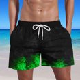 thumbnail image 2 of OWMEOT 3D Graphic Mens Swim Trunks Summer Flame Print Bathing Suits Stretchy Quick Dry Beach Shorts 5 Inch Drawstring Board Shorts, 2 of 5