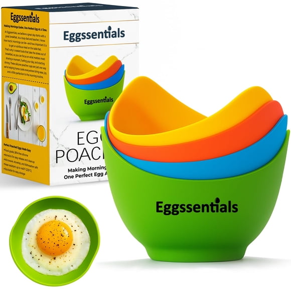 Vasos de silicona para escalfar huevos de Eggssentials, paquete de 4 unidades, sin BPA