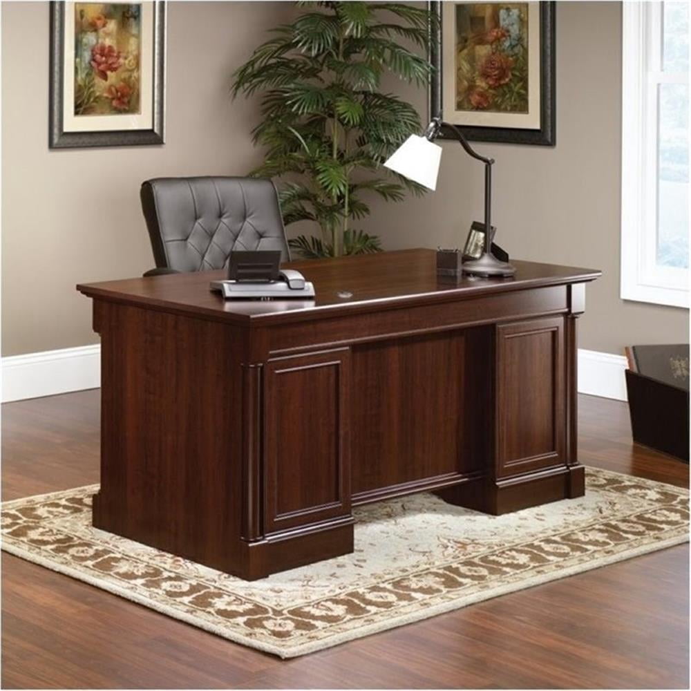 Bowery Hill Engineered Wood 6-Drawers Executive Desk in Select Cherry