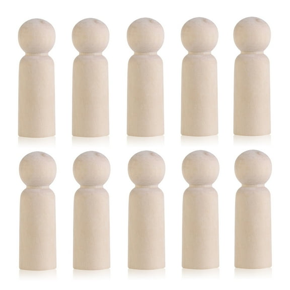 HERFIER 10pcs DIY Plain Blank Wooden Peg Dolls Groom Figures Wedding Cake Toppers 0.79x0.79x2.52in