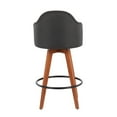 thumbnail image 5 of Ahoy Contemporary Fixed-Height Counter Stool With Walnut Bamboo Legs And Round Black Metal Footrest With Charcoal Fabric, 5 of 7