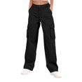 thumbnail image 2 of WTOBBY Women's Cargo Pants High Waisted Wide Leg Streetwear Casual Trousers with Functional Pockets for Durable Outdoor and Everyday Use ,Black M, 2 of 5