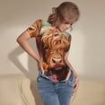 thumbnail image 3 of Balery Countryside Colorful Floral Cow Body de cuello redondo de manga corta para mujer Tops de manga corta Tops básicos-Small, 3 of 7