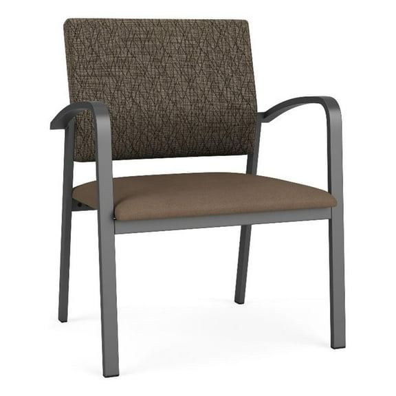Newport Reception 18.5" Steel Guest Chair / Charcoal Steel / Brown / Brown
