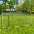 thumbnail image 2 of 10 x10 ft Large Dog Kennel Outside with Waterproof Roof Cover, Dog Cage Heavy Duty Dog Enclosures w/Upgraded Metal Mesh and Door Locks, 2 of 9