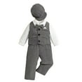 thumbnail image 6 of Esaierr Toddler Baby Boys Clothes 1-2Y Infant Long Sleeve Gentleman Outfits + Suspender Pants + Bowtie + Vest +Hat Baby Boy Suit Set, 6 of 8