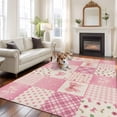 thumbnail image 2 of 5'x7' Area Rugs, Valentine's Day Indoor Outdoor Area Rug for Living Room Bedroom, Pink Bows Vintage Plaid Romantic Roses Washable Bathroom Rugs Kitchen Floor Carpet Mats Home Decor Aesthetic, 2 of 8