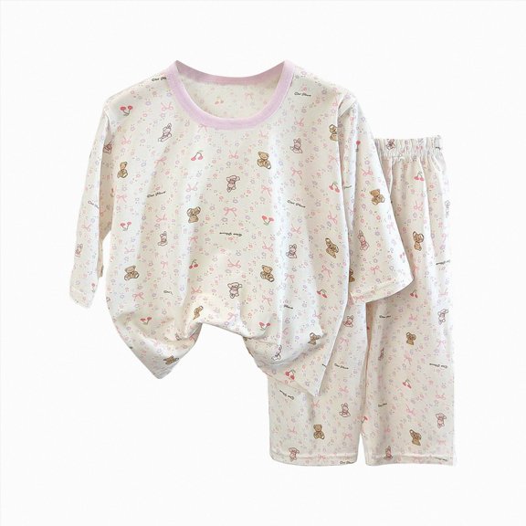Gubotare Cute Pajamas for Girls Baby Girls' 2-Piece Long Sleeve Tee and Pants Pajama Set 4T 5T (Light Purple,4-5 Years)