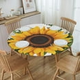 thumbnail image 3 of Round Fitted Tablecloth with Elastic Yellow Sunflowers and White Flowers Fitted Table Covers for Round Tables Waterproof Reusable Vinyl Table Cloth for Indoor and Outdoor 40"-48" ,24ju26caA122, 3 of 7