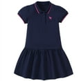 thumbnail image 3 of HILEELANG Toddler Girls' Short Sleeve Polo Dresses Navy White Polka Unicorn Horse Embroidery Casual Summer School Uniform Dress 2-White 3T, 3 of 5